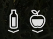 DayZ water and apple icons with downward arrows